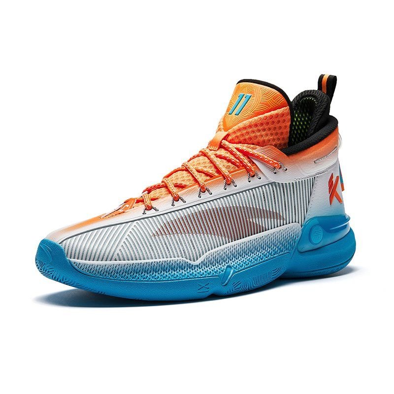 ANTA Men Klay Thompson KT9 NITROEDGE Basketball Shoes in White/Bright Orange/Chlorine Blue