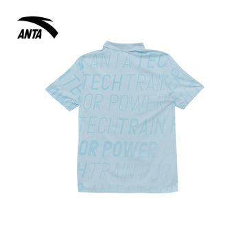ANTA Men Cross-Training Short Sleeve Polo in Colin Blue/Full-Over Print