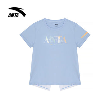 ANTA Kids - Girls' Running Short Sleeve Tee in Cyanine