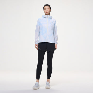 ANTA Women Woven Track Top In Watery Cloud Blue/All Over The Ground
